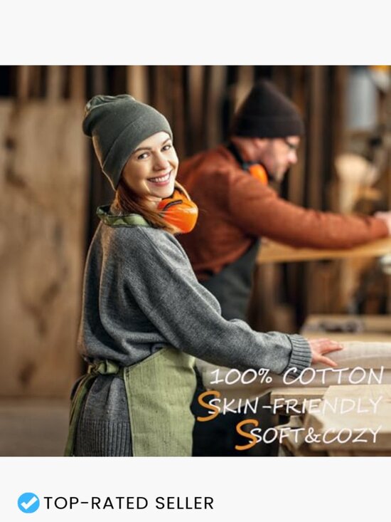 Winter Beanie Hat Soft Knit Cuffed Skull Cap Unisex Double Layer Stretchy main image 5